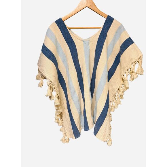 Nativa‎ Women’s Poncho Top OSFM Ethnic Southwestern Tribal Fringe - Picture 1 of 9